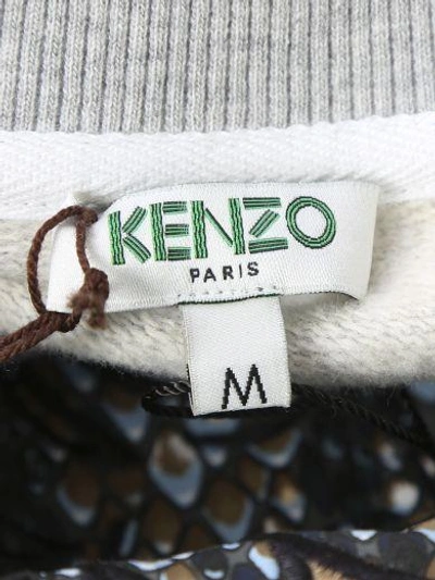 Shop Kenzo Grey Embroidered Cotton Sweatshirt