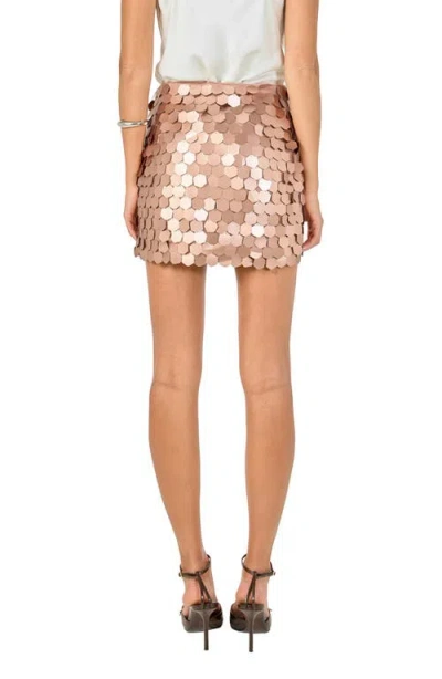 Endless Rose Hexagonal Paillette Miniskirt In Camel