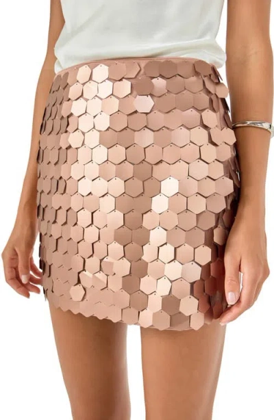 Endless Rose Hexagonal Paillette Miniskirt In Camel