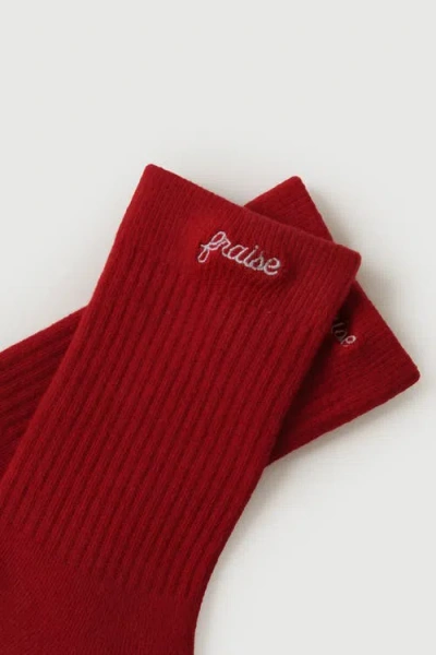Fraise Script Grip Socks In Red