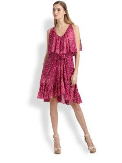 Shop Cynthia Steffe Carey Printed Silk Chiffon Dress In Fuchsia