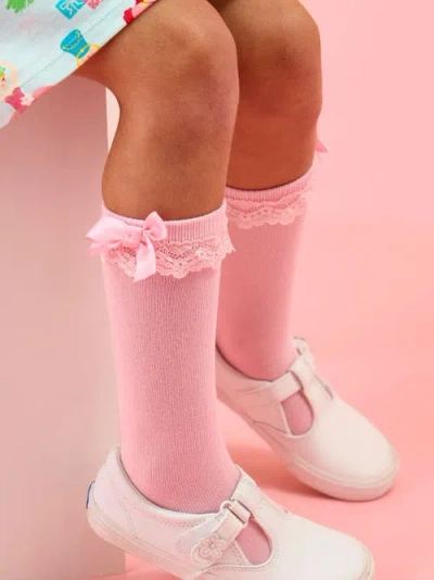 Rufflebutts 3-pack Lace Ruffle Bow Knee High Socks In Multi