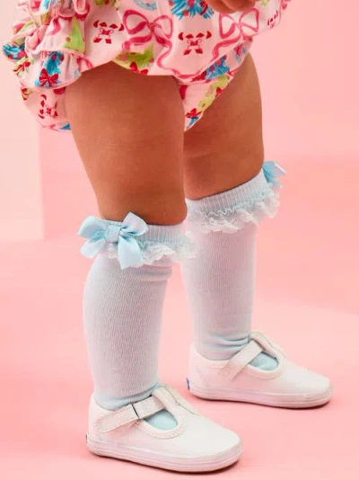 Rufflebutts 3-pack Lace Ruffle Bow Knee High Socks In Multi