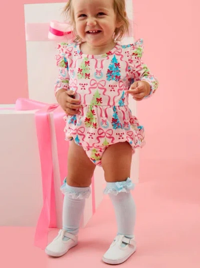 Rufflebutts 3-pack Lace Ruffle Bow Knee High Socks In Multi