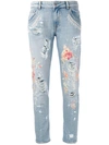 AMEN 花卉刺绣牛仔裤,AMS17615S1702011995477
