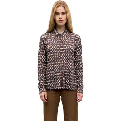 Gerard Darel Babs Print Button Front Shirt In Brown