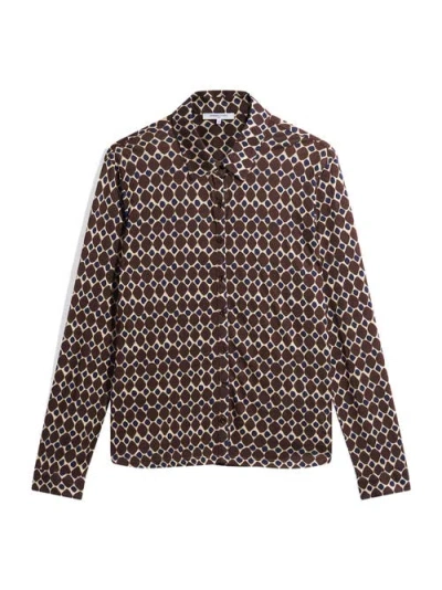 Gerard Darel Babs Print Button Front Shirt In Brown