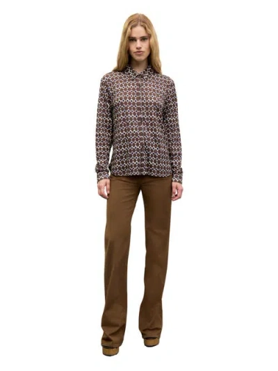 Gerard Darel Babs Print Button Front Shirt In Brown
