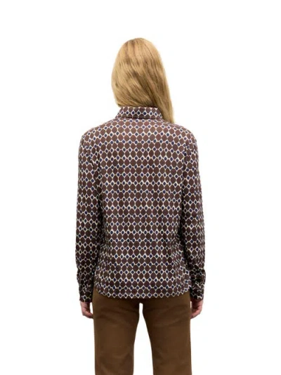 Gerard Darel Babs Print Button Front Shirt In Brown