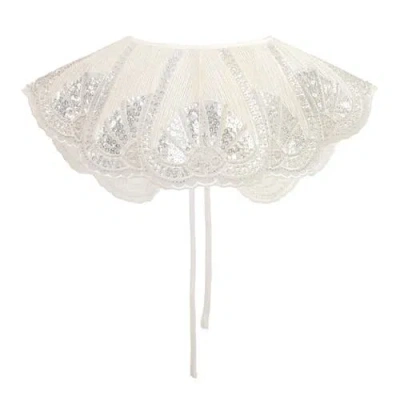Tulleen Sequin Lace Stole In White