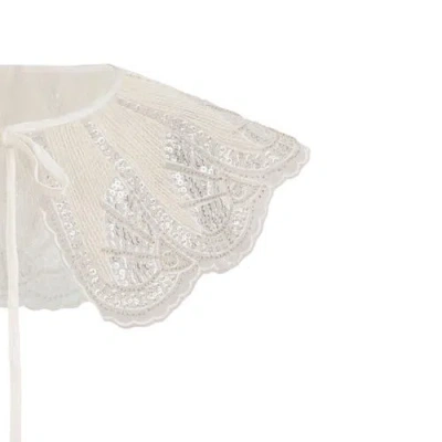 Tulleen Sequin Lace Stole In White