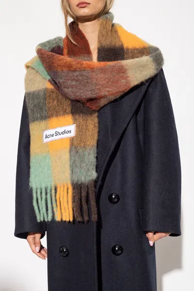 Acne Studios Checked Scarf In Multicolour