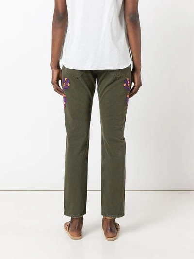 Shop Sandrine Rose Embroidered Cropped Jeans - Green