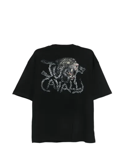 Just Cavalli Leopard Chain-print T-shirt In Multi