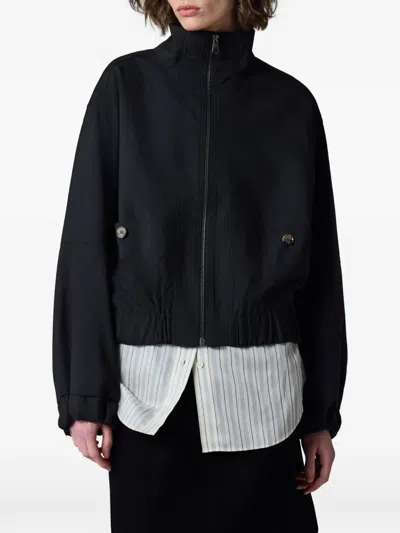Paul Smith Black Hopsack Wool Bomber Jacket In Black