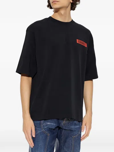 Dsquared2 Logo-print Ski-pass T-shirt In Black