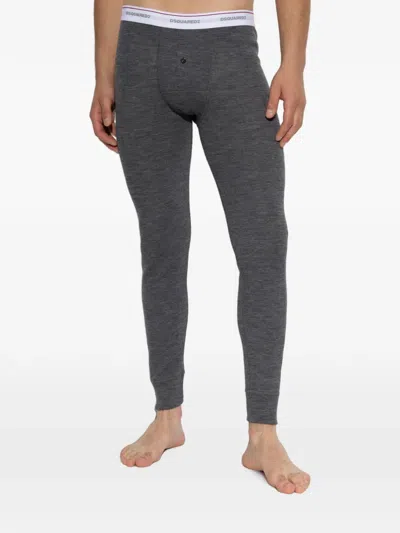 Dsquared2 Logo-waistband Pajama Bottoms In Grey