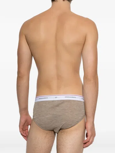 Dsquared2 Logo-waistband Wool Briefs In Neutrals