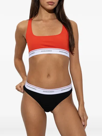 Dsquared2 Logo-underband Racerback Bra In Red