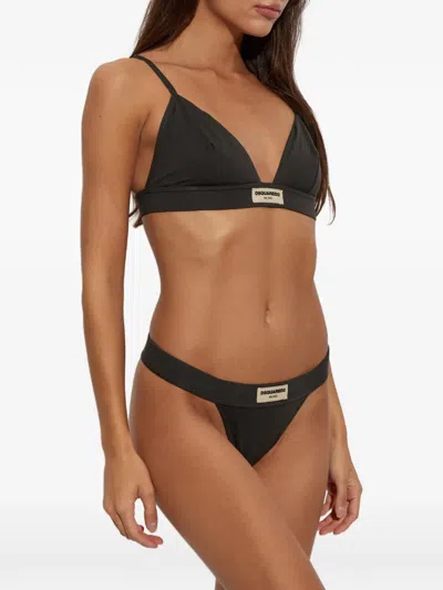 Dsquared2 Logo Triangle Bra In Brown