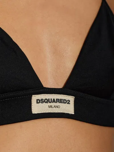 Dsquared2 Logo-patch Triangle Bra In Black