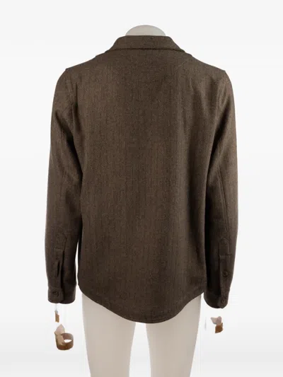 Myths Herringbone-pattern Button-down Jacket In Brown