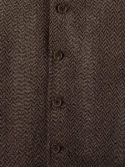 Myths Herringbone-pattern Button-down Jacket In Brown