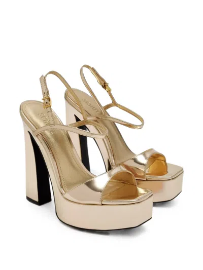 Schutz Metallic-effect Platform Sandals In Multi
