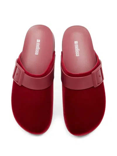 Melissa Cozy Velvet-effect Mules In Red