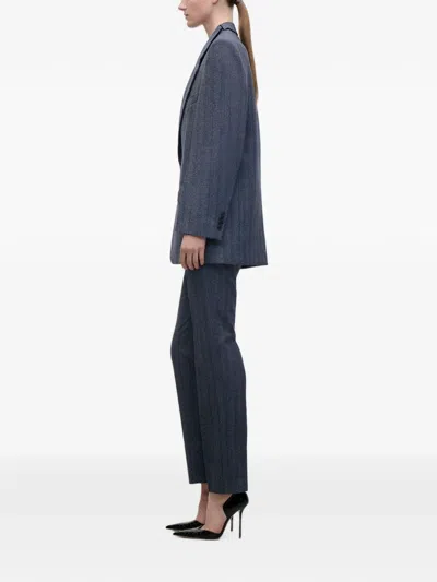 Victoria Beckham Split-collar Pinstriped Blazer In Blue
