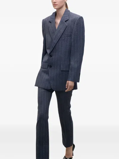 Victoria Beckham Split-collar Pinstriped Blazer In Blue