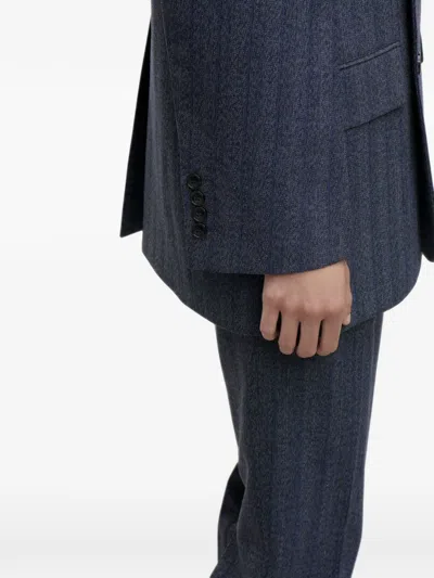 Victoria Beckham Split-collar Pinstriped Blazer In Blue