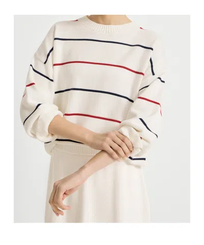Brunello Cucinelli Cotton Striped Sweater In White