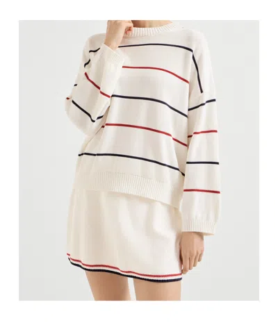 Brunello Cucinelli Cotton Striped Sweater In White