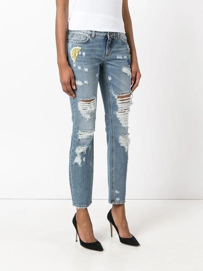 Shop Dolce & Gabbana Distressed Boyfriend Jeans In Blue