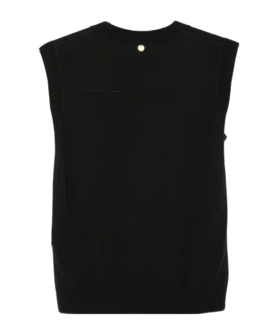 Liu •jo Argyle-pattern Sleeveless Top In Black