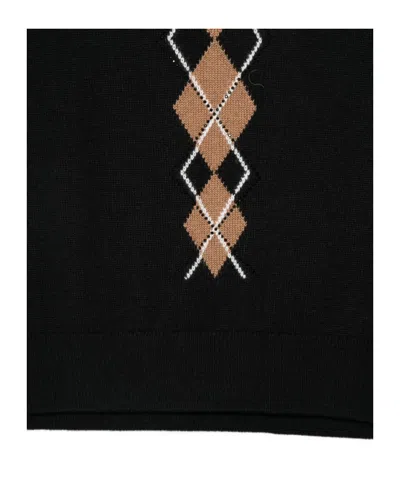 Liu •jo Argyle-pattern Sleeveless Top In Black