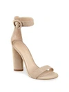 Kendall + Kylie Giselle High-heel Suede Ankle Strap Sandals In Light Natural