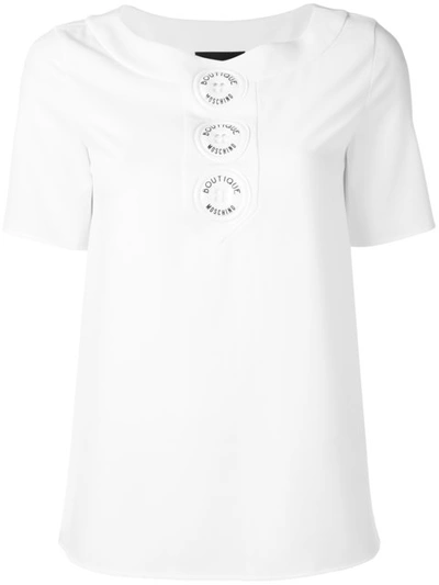 Boutique Moschino Logo Button T-shirt In White
