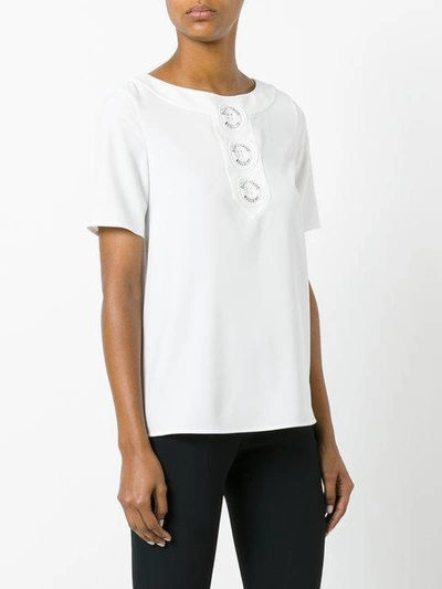 Shop Boutique Moschino Logo Button T-shirt In White