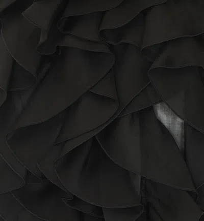 Max Mara Ruffled Silk Shirt In Black