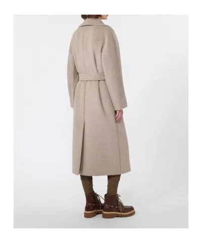Weekend Max Mara Belted Wool Coat In Sand-colored