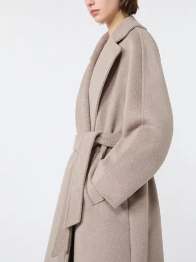 Weekend Max Mara Belted Wool Coat In Sand-colored
