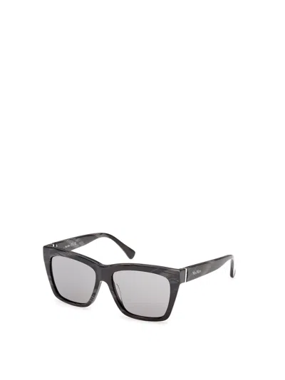 Max Mara Square Frame Sunglasses In Black/horn Pattern/black Horn Pattern