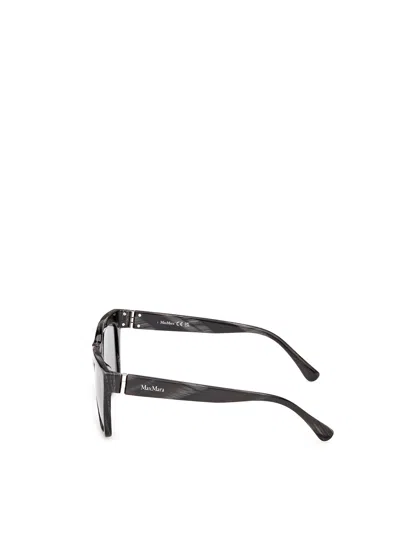 Max Mara Square Frame Sunglasses In Black/horn Pattern/black Horn Pattern