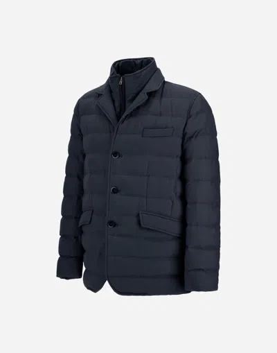 Herno Polyester Down Jacket With Feather-down Padding For Men In Blue
