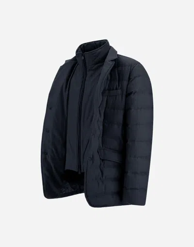 Herno Polyester Down Jacket With Feather-down Padding For Men In Blue