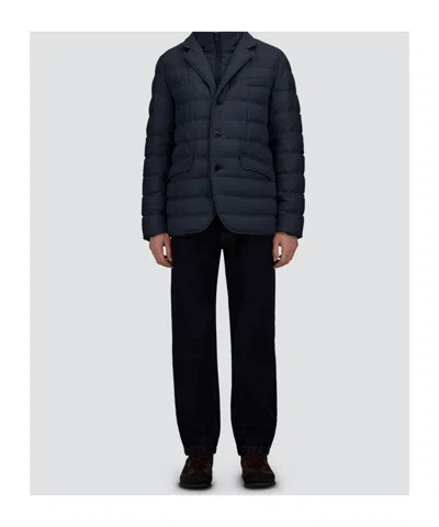 Herno Polyester Down Jacket With Feather-down Padding For Men In Blue