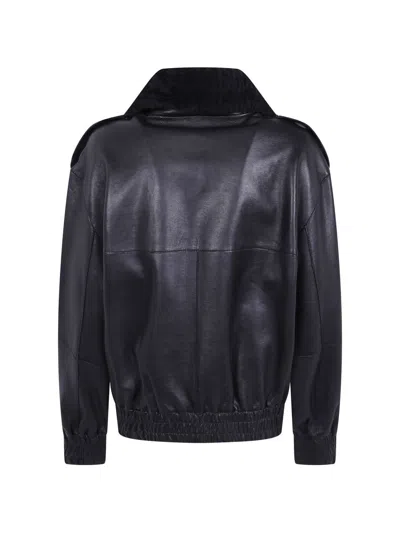 P.a.r.o.s.h Long-sleeve Leather Jacket In Black