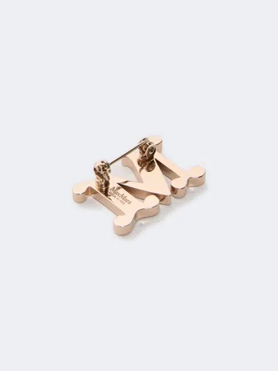 Max Mara Monogram Brooch With Crystals In Camel